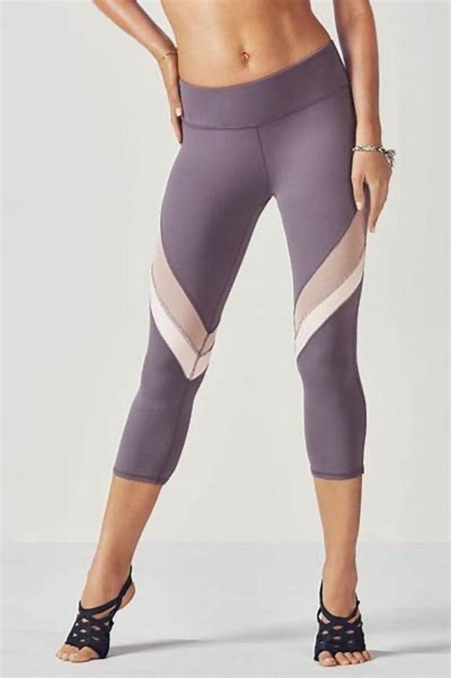 Fabletics Purple & White Salar POWERHOLD Capri Leggings Size S